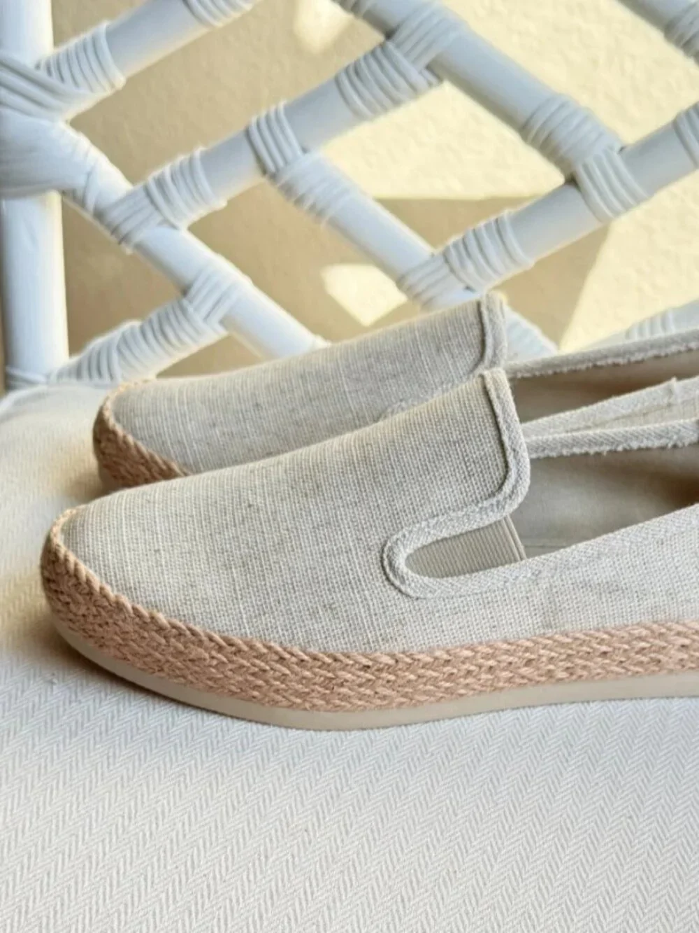 Esprit Nadine Women's Espadrille Slip On Canvas Crochet Beige Size 8.5 NWOB